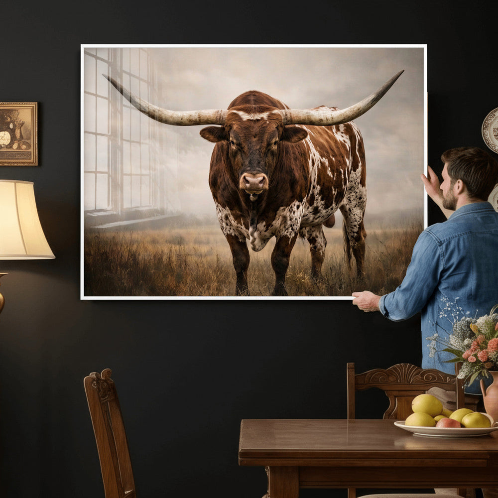 Texas Longhorn Canvas Wall Art Western Bull Desert Moody