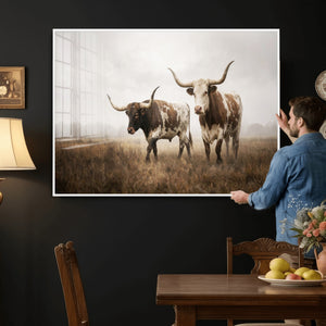 Texas Longhorn Canvas Wall Art Western Bull Desert Moody