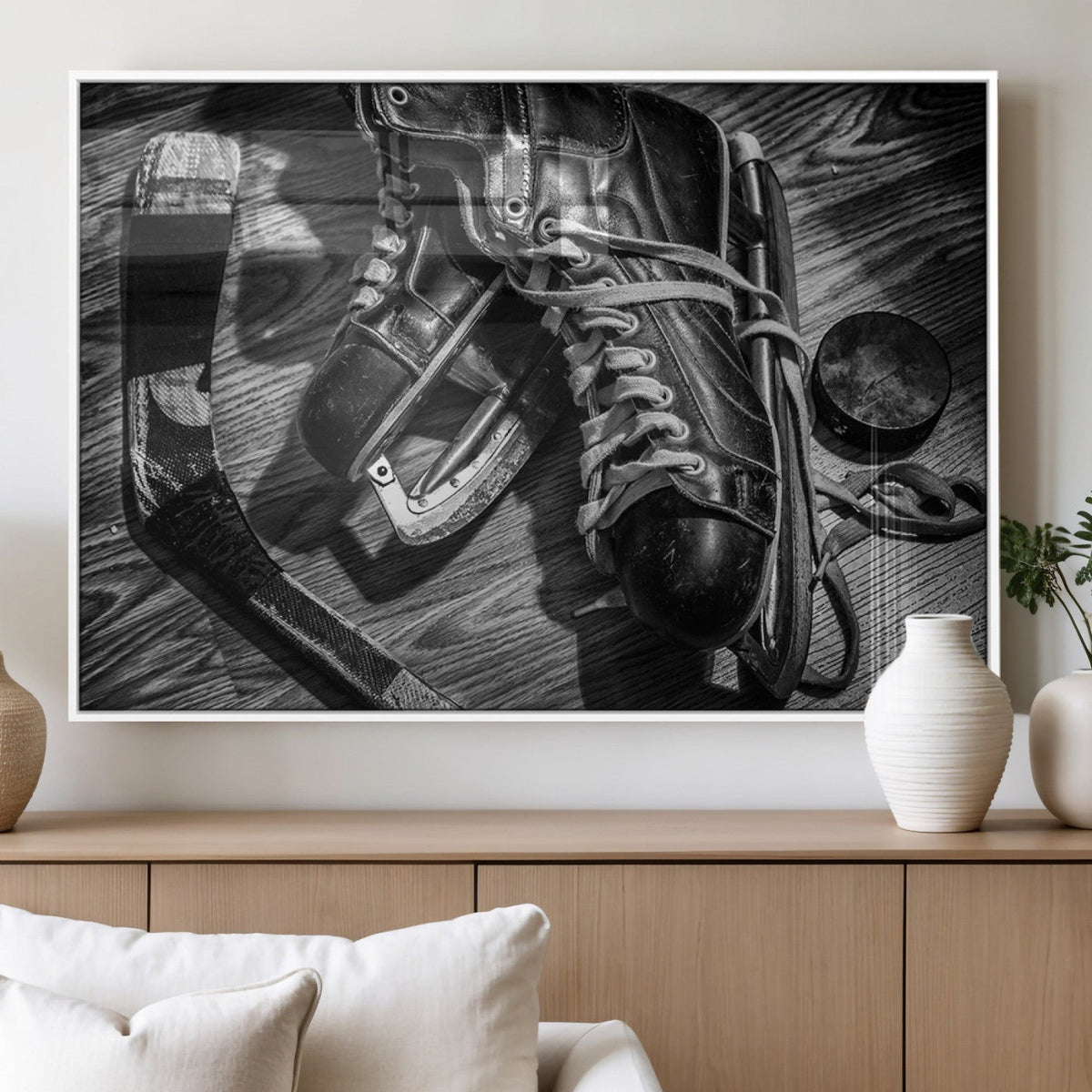 Old Pair of Mens Skates Wall Art Canvas, Men Skates Wall Art