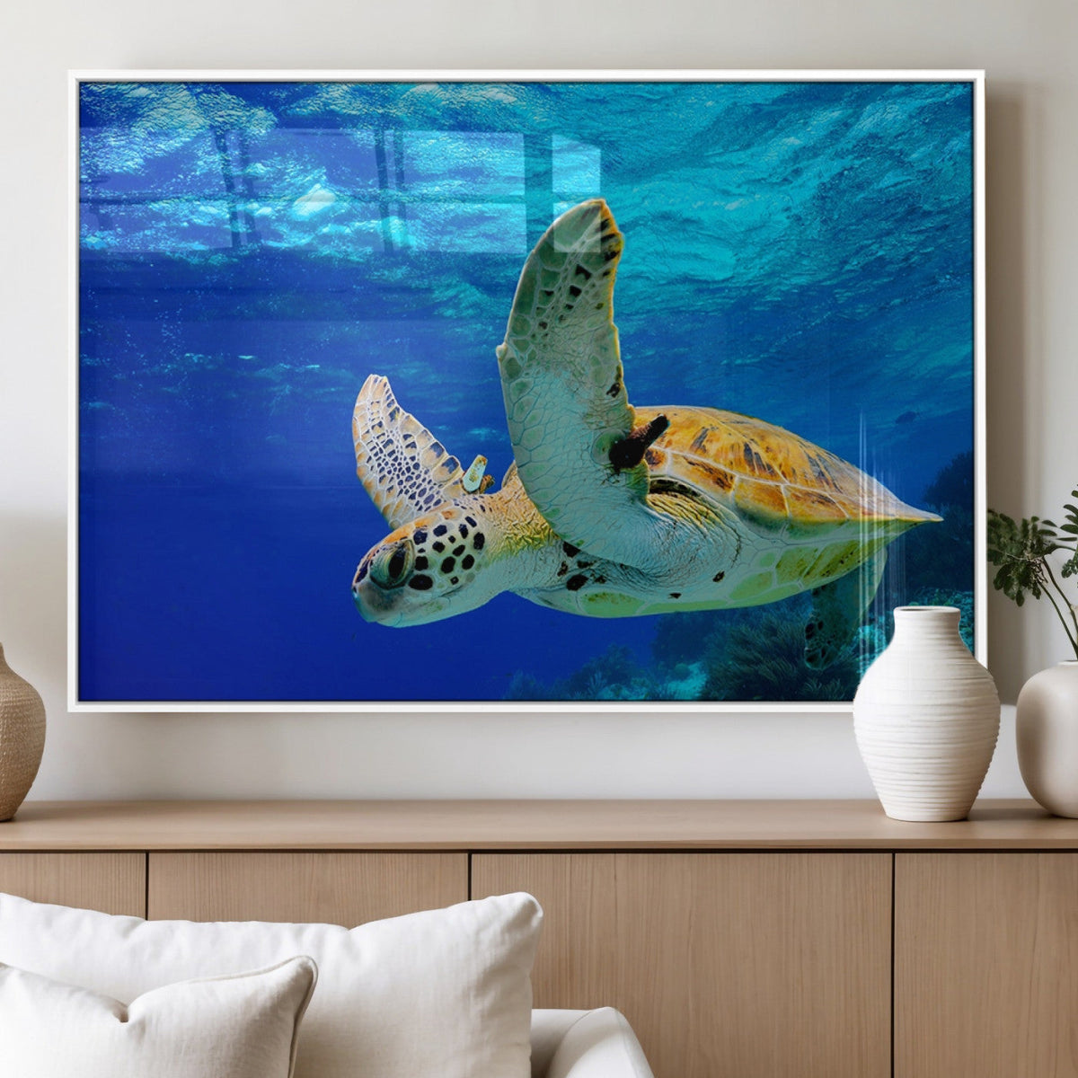 Sea Turtle Wall Art Canvas Print, Sea life in the Ocean Wall