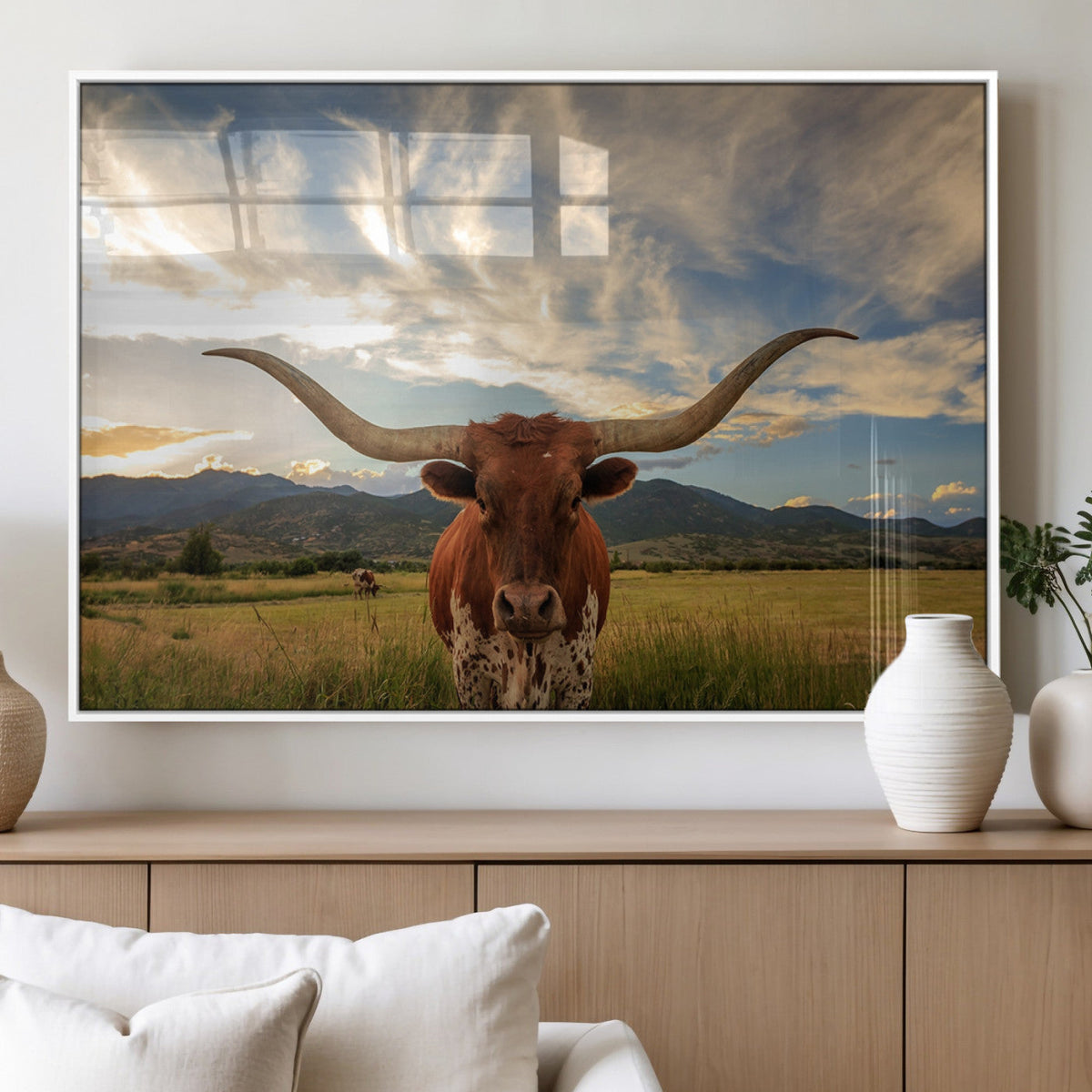 Texas Longhorn Canvas Wall Art – Majestic Triptych Animal