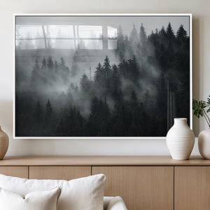 Foggy Forest Wall Art Canvas Print | 3 Panel Large Misty
