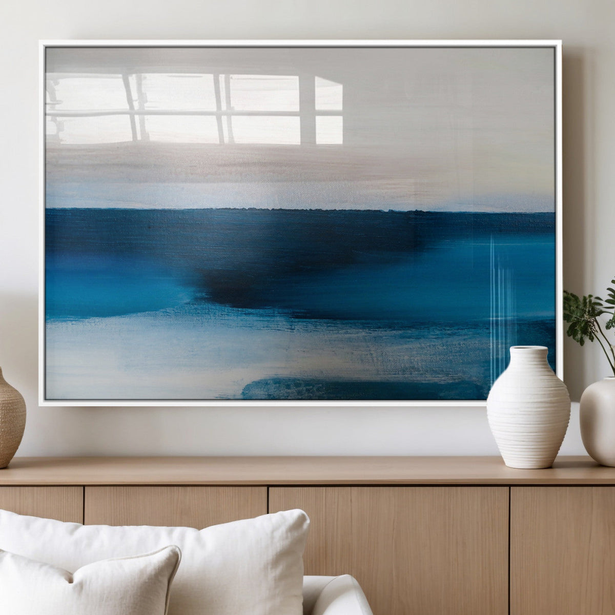 Dark Blue Abstract Wall Art Canvas Print