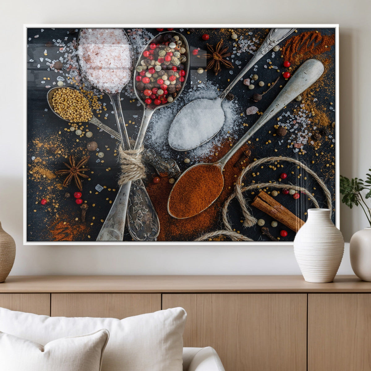 Spices and Seasonings Canvas Wall Art – Colorful Triptych