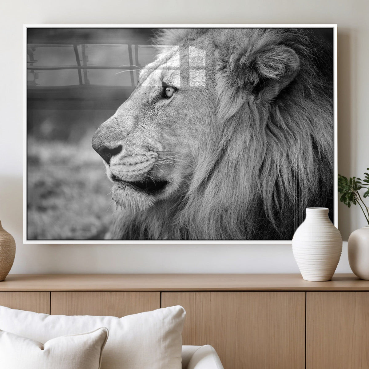 Lion Wall Art Canvas Print – Framed Majestic Wildlife