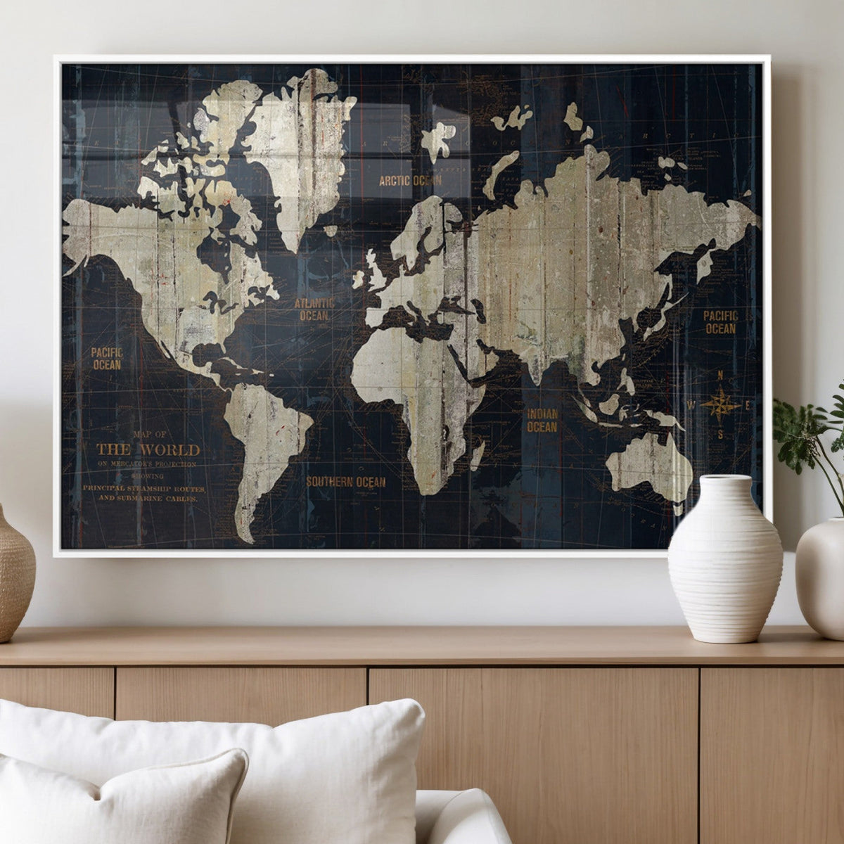 Antique Old World Map Wall Art Canvas Print