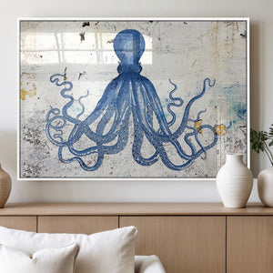 Octopus Canvas Wall Art | Coastal Marine Life Artwork for