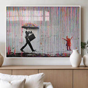 Banksy Wall Art Canvas Print, Framed Graffiti Art Picture