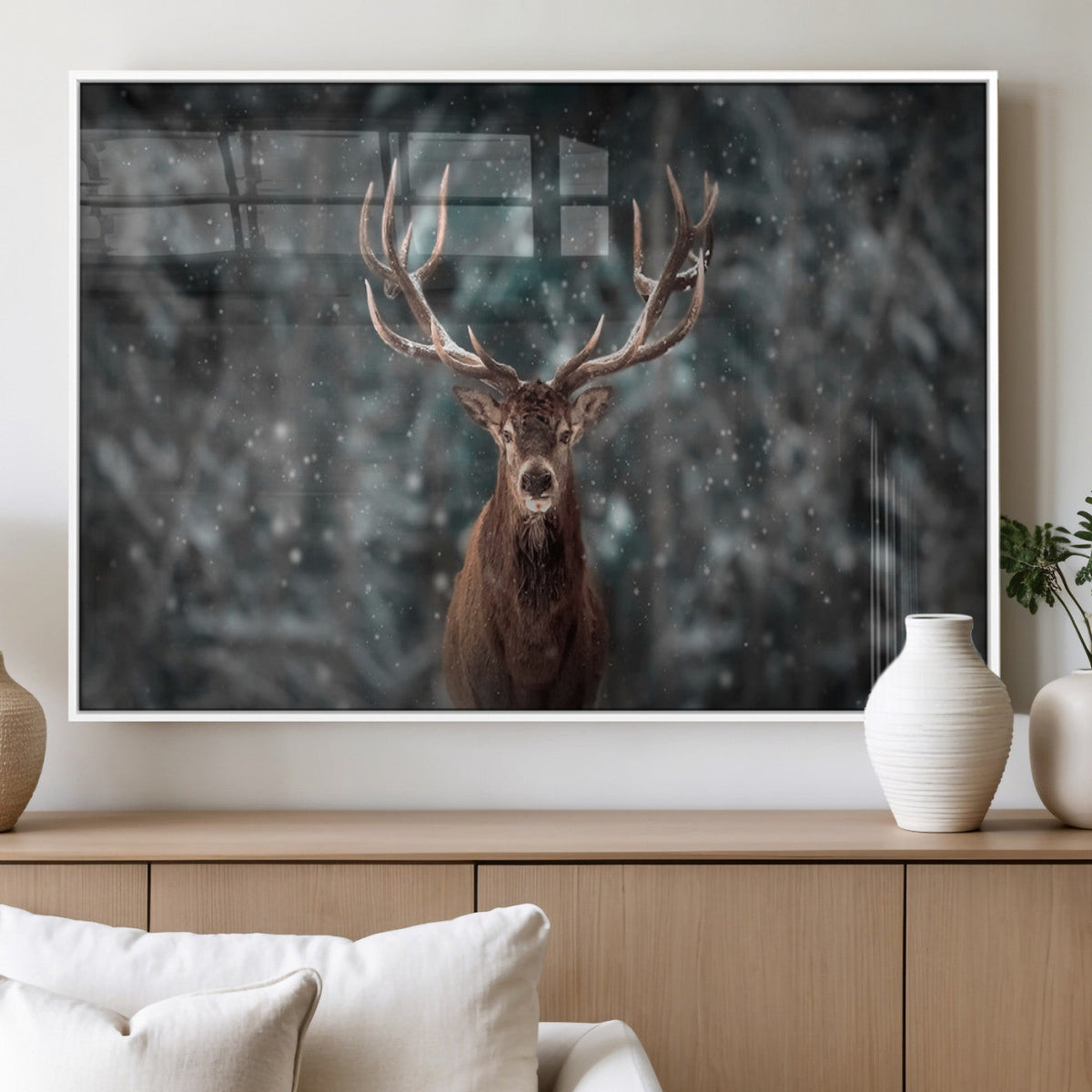 Wall Art Deer Art Animal Canvas, Framed Wall Art Deer Canvas