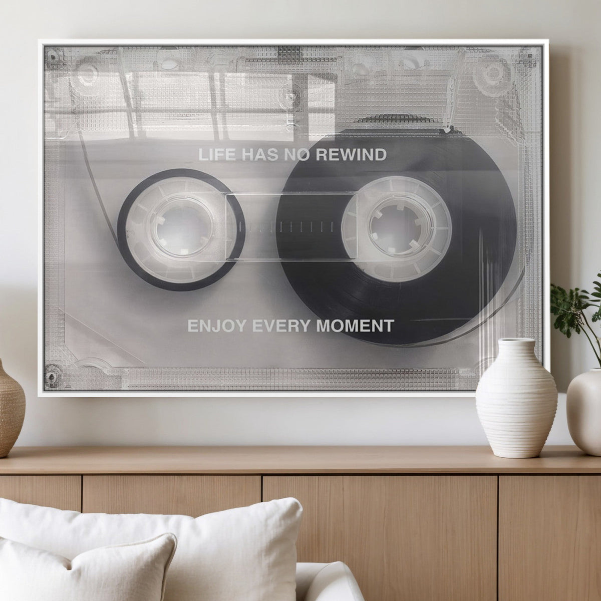 Vintage Cassette Tape Canvas Wall Art - Inspirational 'Life