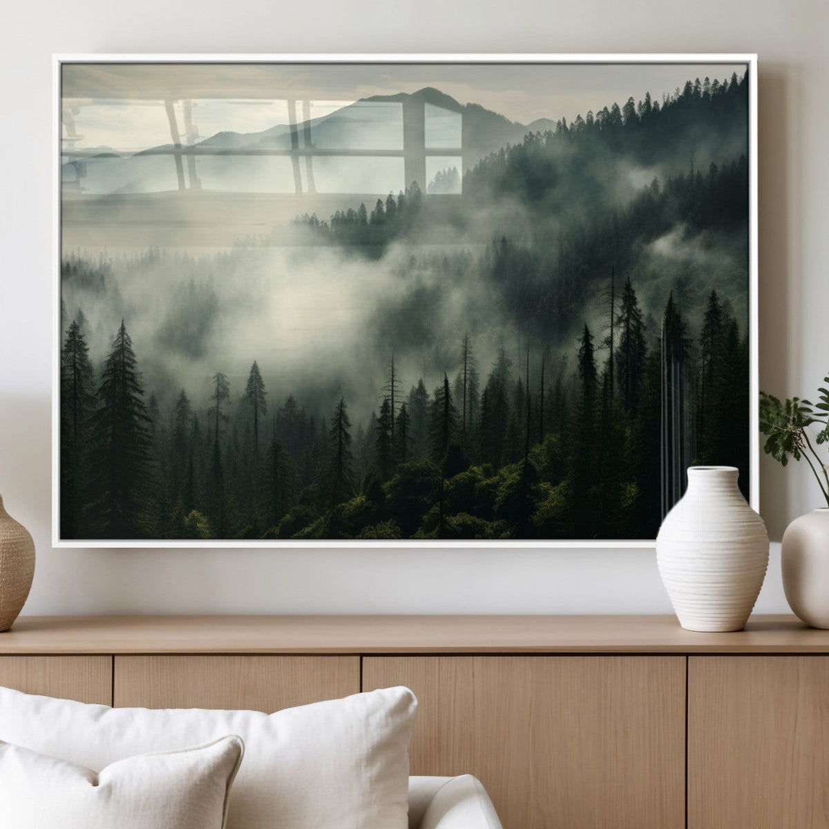 Captivating Misty Forest Wall Art Premium Canvas Print a