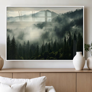 Captivating Misty Forest Wall Art Premium Canvas Print a