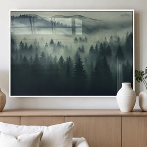 Misty Forest Wall Art Premium Canvas Print a Foggy and