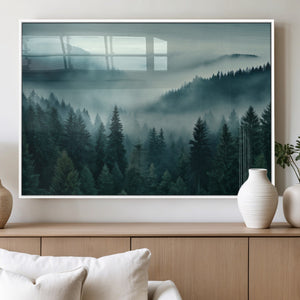 Captivating Misty Foggy Forest Wall Art Premium Canvas Print
