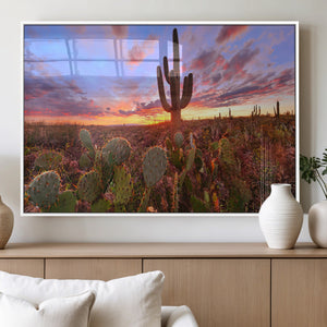 Arizona Desert Wall Art Canvas Print - Framed Deser Sunset
