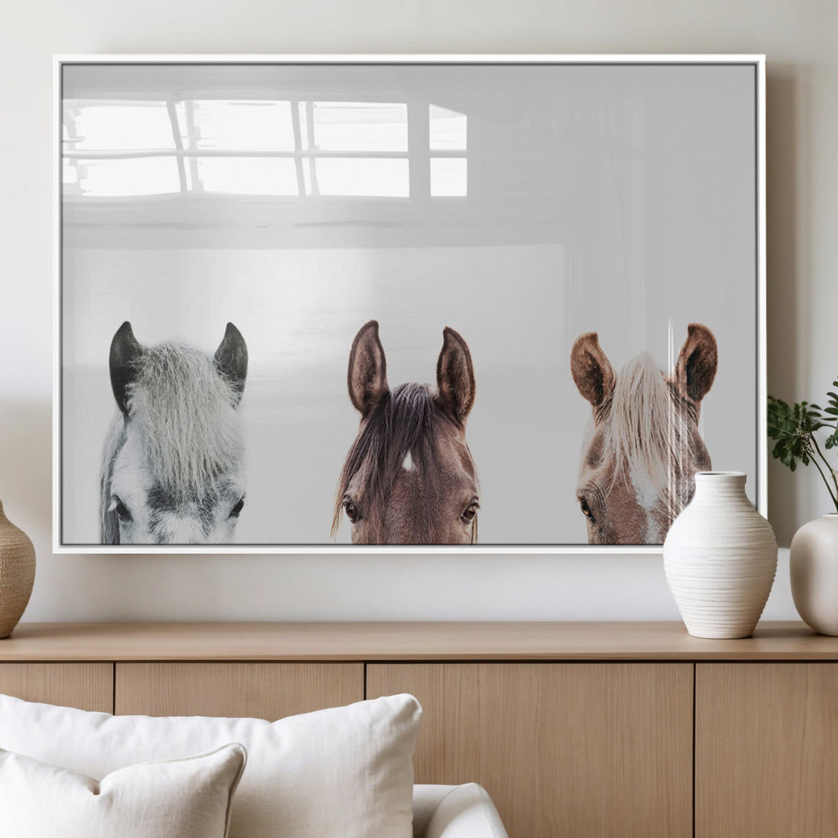 Horse Wall Art - Minimalist Horse Triptych Wall Art – Modern