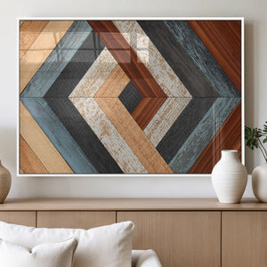 Geometric Wood Art Wall Decor Canvas Print, Rustic Wooden