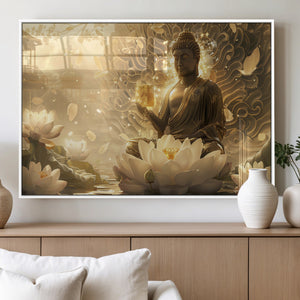 Golden Buddha Wall Art | Yoga Room Decor and Meditation Room
