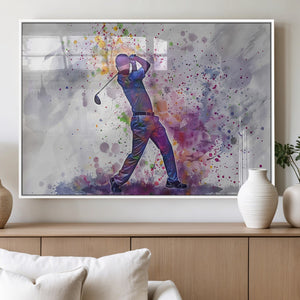Watercolor Golf Swing Wall Art Canvas Print | Vibrant