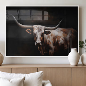 Texas Longhorn Wall Art Canvas Print | Western Ranch Decor |