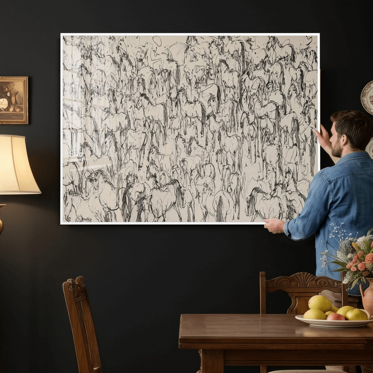 Abstract Horse Sketch Wall Art | Ready to Hang and Framed |