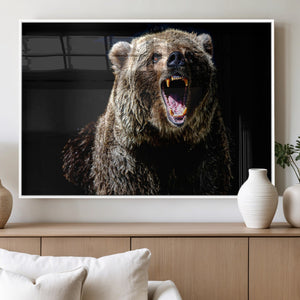 Grizzly Bear Canvas Print | Wildlife Wall Art for Cabin