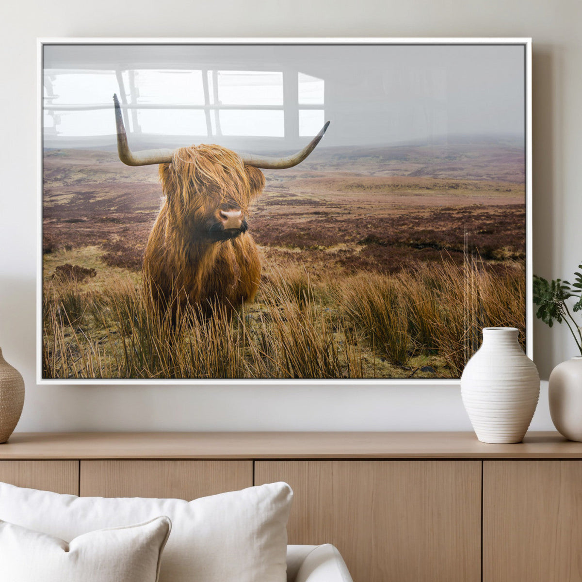 Scottish Highland Cow Canvas Wall Art – Rustic Farmhouse