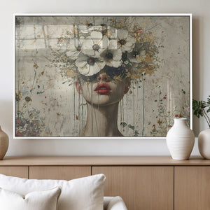 Abstract Floral Women Patel Wall Art Canvas Print