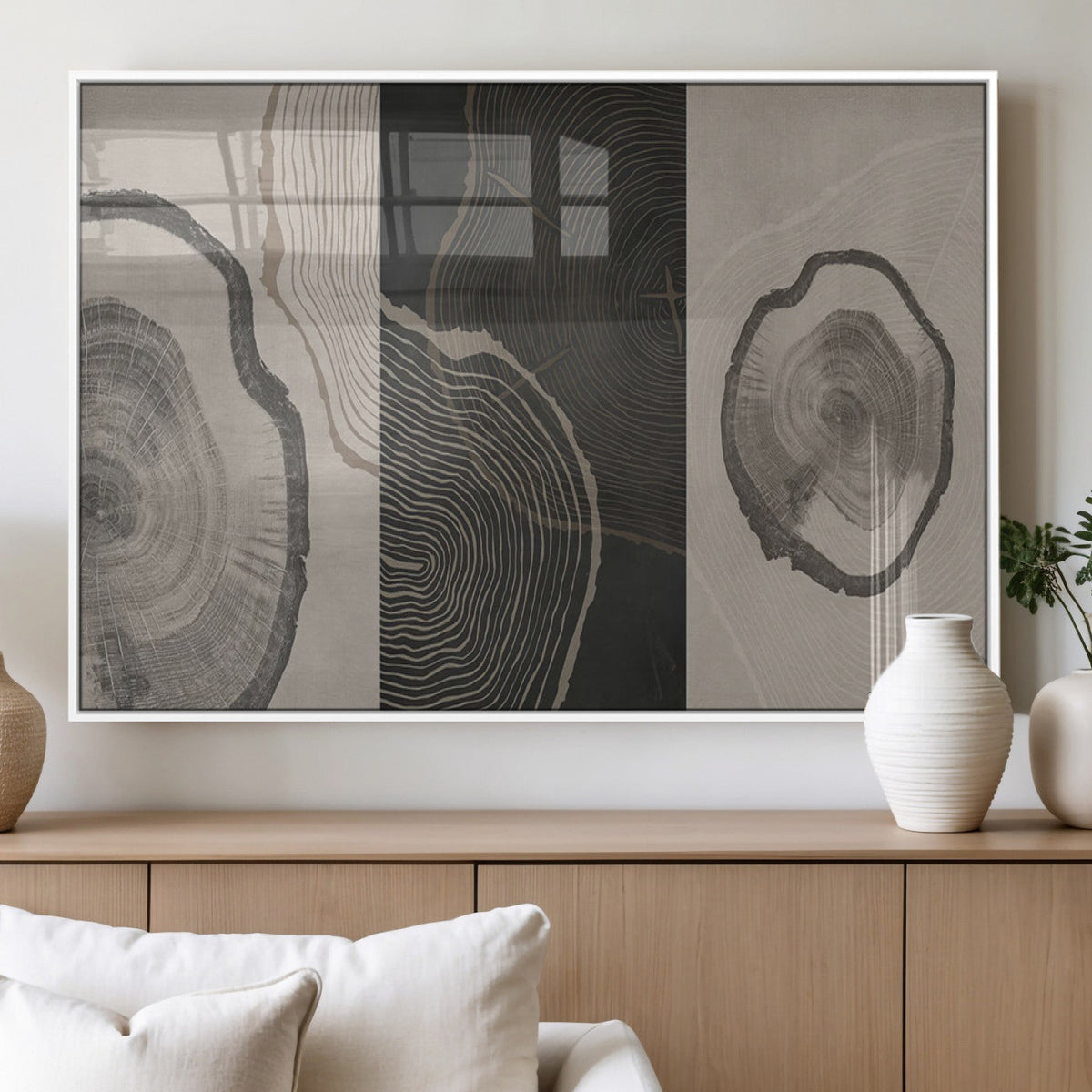 Minimalist Tree Rings Wall Art | Modern Abstract Canvas