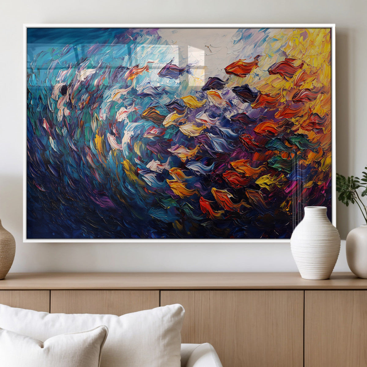 Vibrant Abstract Fish Swarm Art – Colorful Fish Inspired