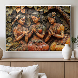 Indian Woman Statue Wall Art Canvas Print