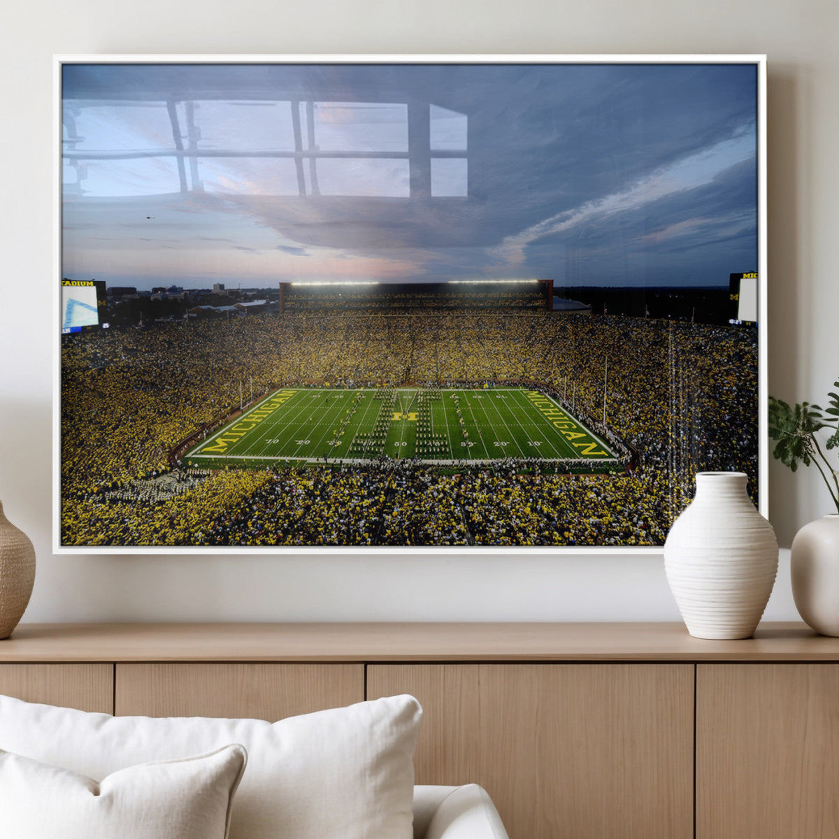 Michigan Stadium Wall Art Canvas Print, Vibrant Game Day