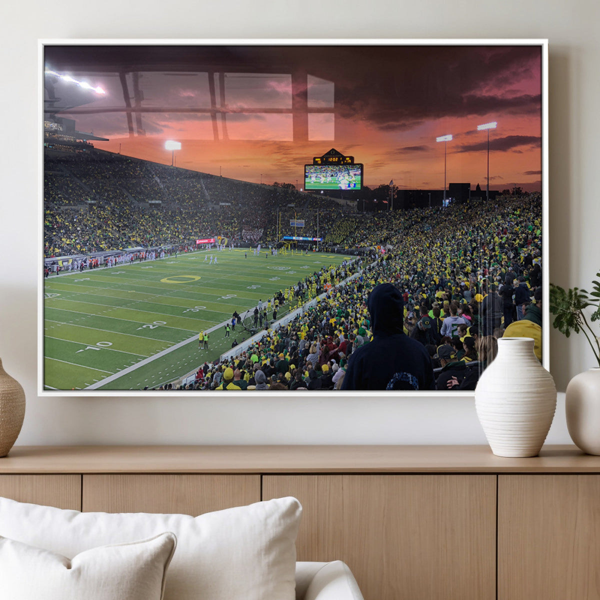 Eugene Autzen Stadium Canvas Wall Art Print – Sunset Over