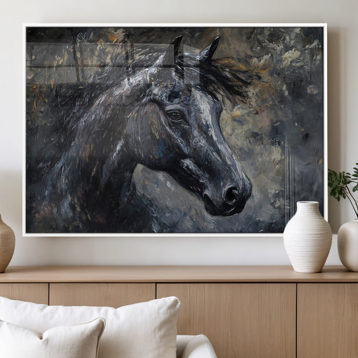 Large Abstract Horse Wall Art Canvas Print | Farmhouse Wall