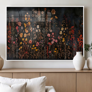 Large Floral Painting Print Illustration Flowers Canvas Wall