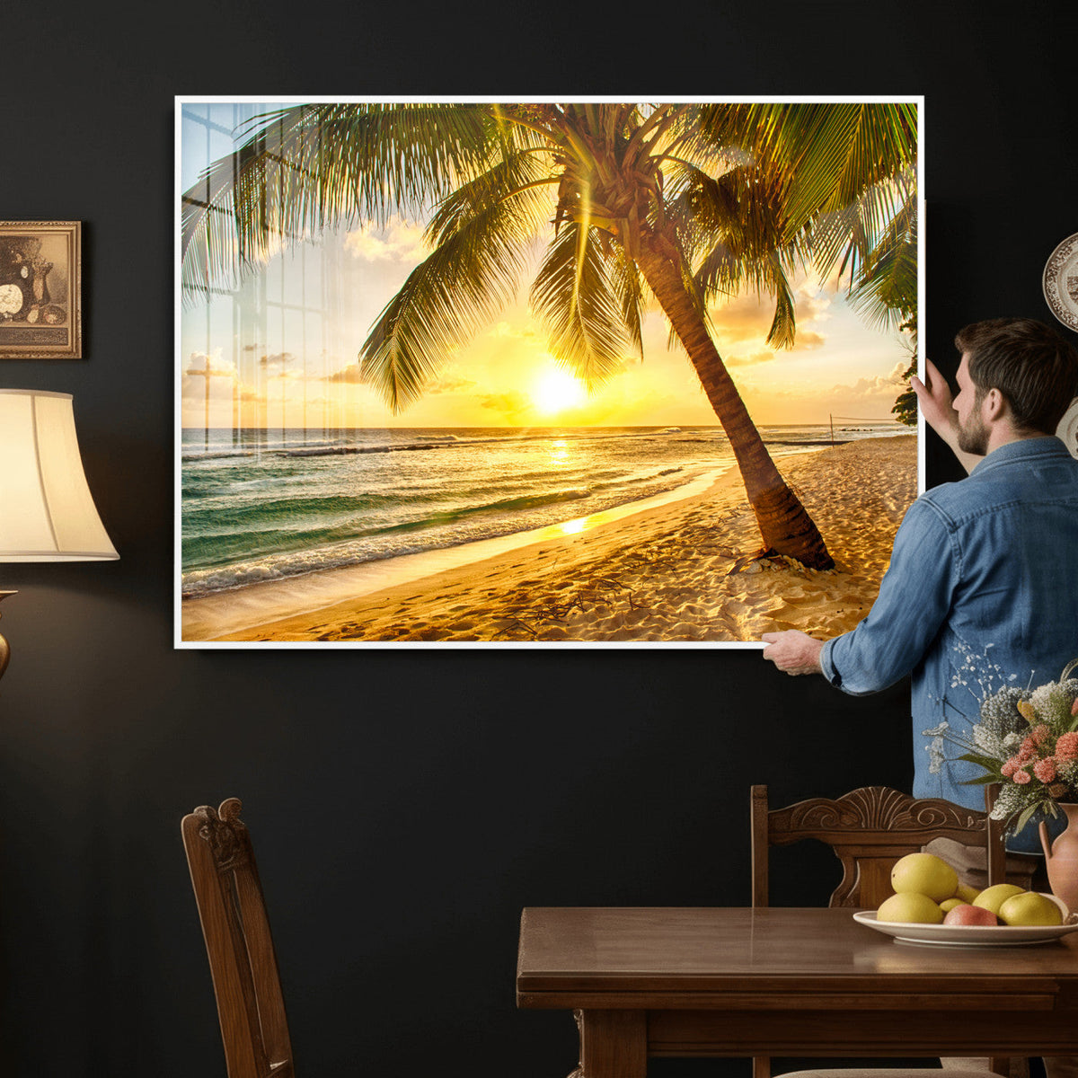 Beach Sunset Canvas Wall Art Print - Tropical Beach Canvas