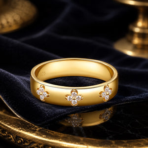 925 Sterling Silver Moissanite Gold Plated Ring for Women, Size 6