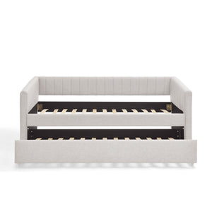 Upholstered Daybed With Trundle With Vertical Stripes
