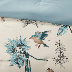 7 Piece Printed Cotton Twill Comforter Set Khaki Cal King