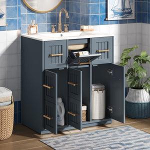 Bathroom Vanity With Undermount Sink and Soft-Close Doors - Blue or Black