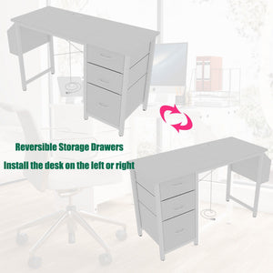 Office Desk With Power Outlet, 3 Drawers And Side Pocket For Office - White