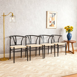 Wesborn Chair - Y-Shaped Medieval Style Armchair for Dining Table, Set of 4