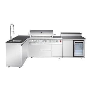 Outdoor Kitchen Island with 6+1 Burner Propane Gas BBQ Grill