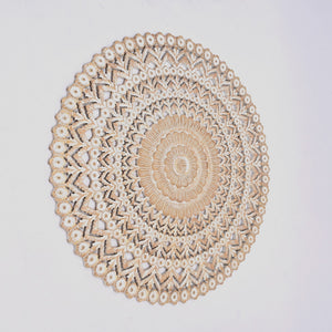 48” Hand-Carved Round Wooden Wall Art