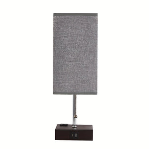 Touch Table Lamp with USB & Outlet – Modern Fabric Shade Bedside Light for Bedroom