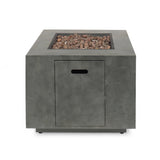 Modern Iron Square Fire Pit with Stone Gray Finish