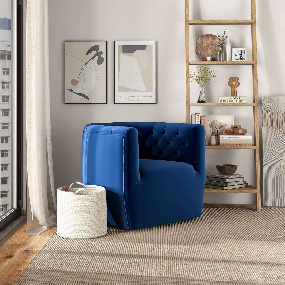 Delaney Velvet Swivel Club Chair