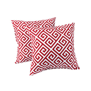 4 Pack Outdoor Pillow Covers - Red Greek Key
