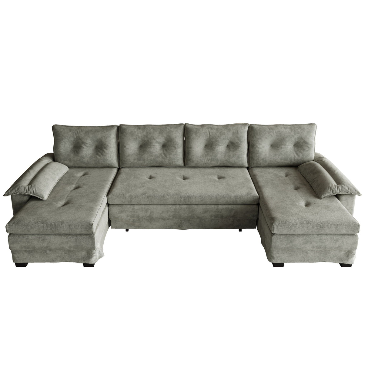 U-Shaped Sleeper Sofa With Pull Out Bed, Removable Armrests & USB Ports For Living Room