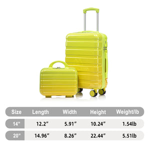 14'/20' 2-Piece PC Spinner Wheel Luggage Set with Gradient Color and Lock